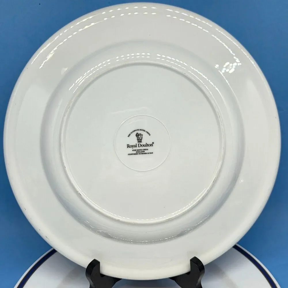 Royal Doulton Ultimate Hotel Fine Bone China Set Of 2 White With Blue/Gold Trim